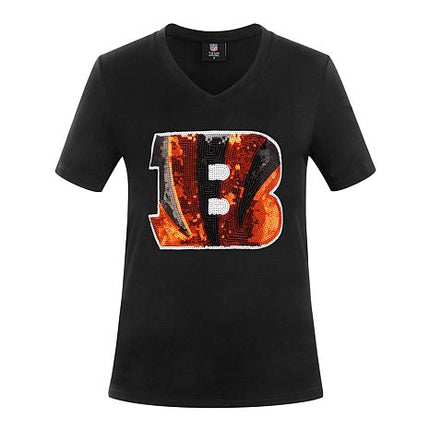 Officially Licensed NFL Women's Sequin Logo Graphic Tee by Cucé