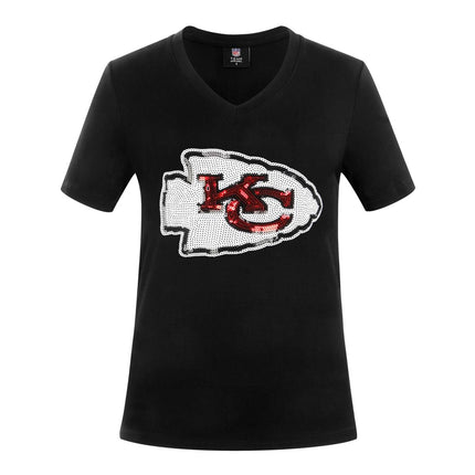 Officially Licensed NFL Women's Sequin Logo Graphic Tee by Cucé