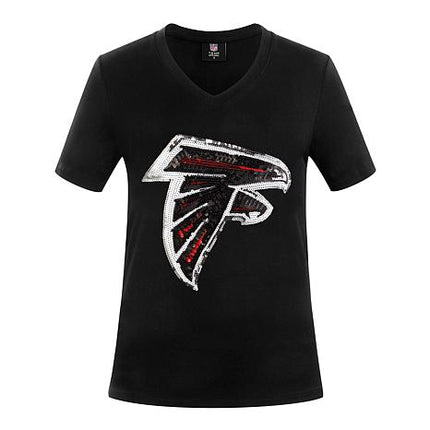 Officially Licensed NFL Women's Sequin Logo Graphic Tee by Cucé