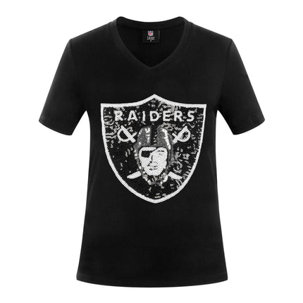 Officially Licensed NFL Women's Sequin Logo Graphic Tee by Cucé