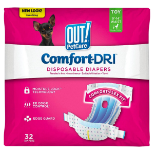 OUT! Pet Care Comfort-Flex Disposable Female Dog Diapers Toy Size