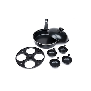 Fox Run Egg Pan, Non-stick Egg Poacher and Fry Pan Set Black