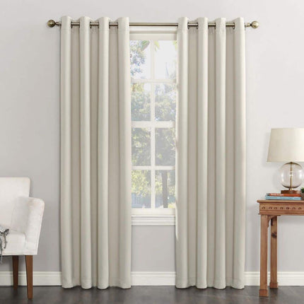 54"x95" Sun Zero Blackout Kenneth Energy Saving Grommet Curtain Panel Cream: Modern Solid Indoor Curtain Panel