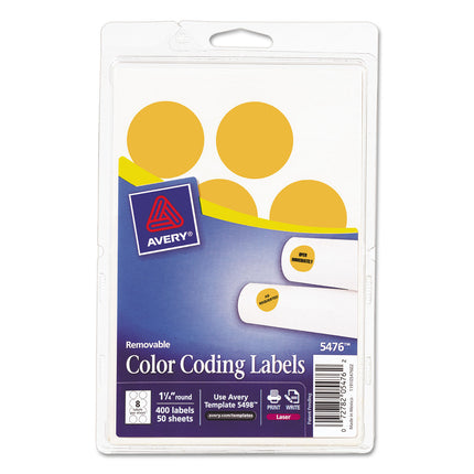 Avery Self-Adhesive Removable Labels, 1.25 Inches Diameter, Orange Neon, 400 per Pack (05476)