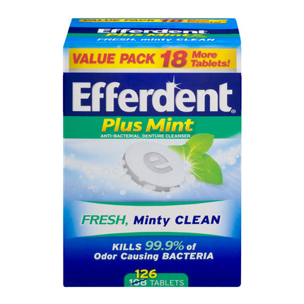 Efferdent Retainer Cleaning Tablets, Denture Cleaning Tablets for Dental Appliances, Minty Fresh & Clean, 126 Count