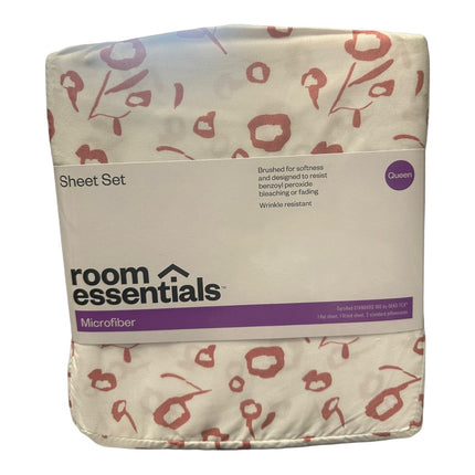Room Essentials Queen Microfiber Sheet Set Pink Tulip Flowers