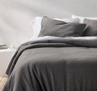 Casaluna Heavyweight Linen Blend Comforter & Sham Set Full/Queen Dark Gray