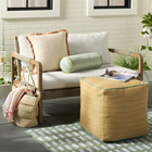 Hearth & Hand Indoor Outdoor Square Accent Pillow 18in Blush Trim