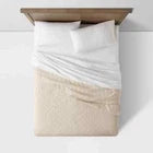 Full/Queen Diamond Stitch Cotton Linen Quilt Khaki - Threshold: OEKO-TEX Certified, Midweight Coverlet