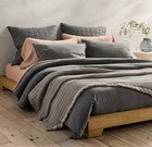 Casaluna Heavyweight Linen Blend Comforter & Sham Set Full/Queen Dark Gray