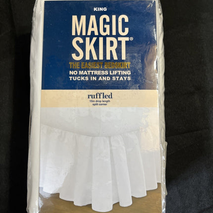 Magic Skirt Bed Skirt Elastic Band Pre-Shrunk White King