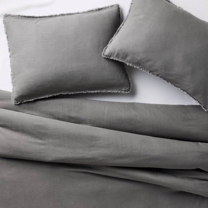 Casaluna Heavyweight Linen Blend Comforter & Sham Set Full/Queen Dark Gray