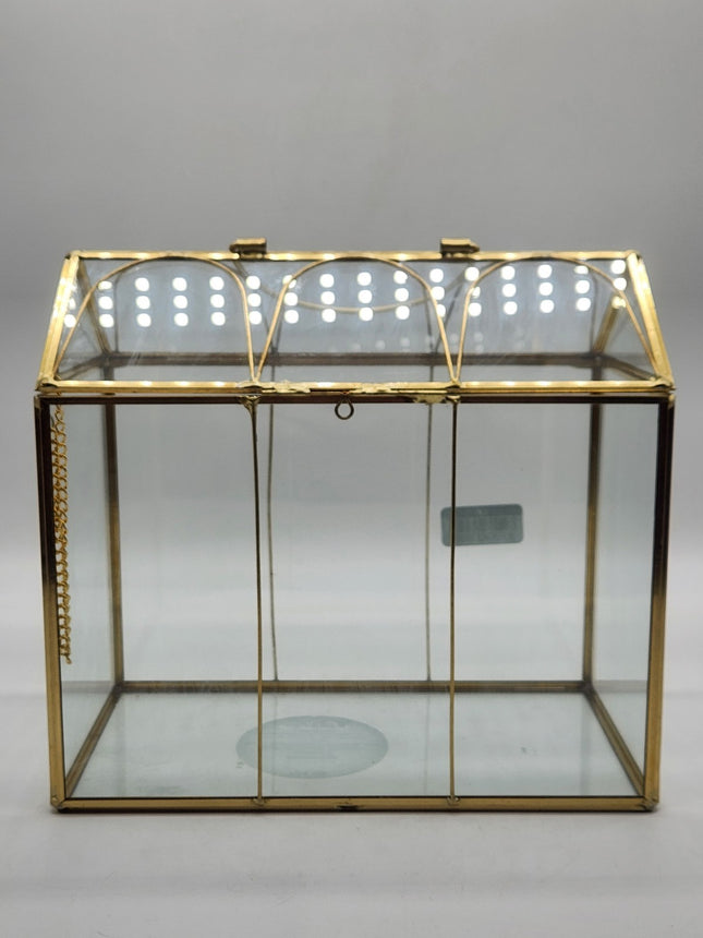 Hearth & Hand Gold Brass Decorative Glass Medium Greenhouse Scalloped Accents