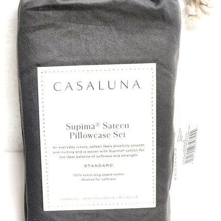 Casaluna 500 Thread Count Sateen Pillowcase Set Standard Dark Gray