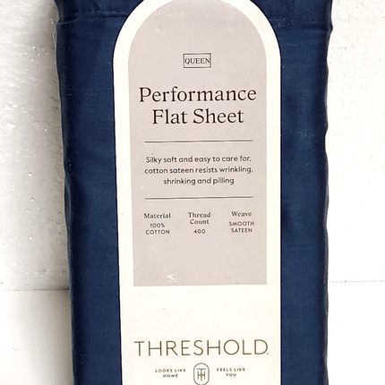 Threshold 400 Thread Count Queen Performance Flat Sheet Metallic Blue