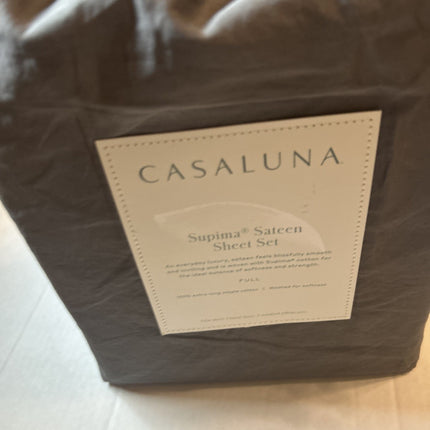 Casaluna 500 Thread Count Supima Sateen Full Sheet Set Dark Gray