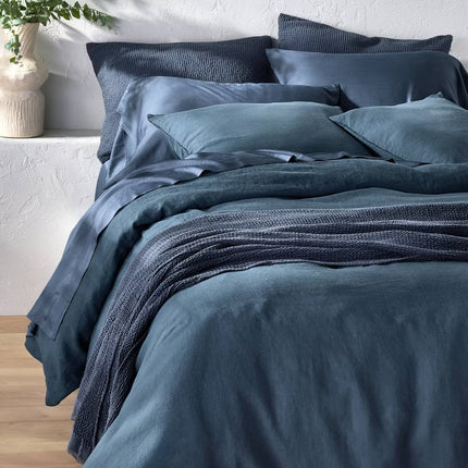 Casaluna 400 Thread Count Rayon from Bamboo Sheet Set King Dark Mineral Blue