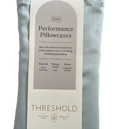 Threshold 400 Thread Count Performance King Pillowcases 2-Pack Light Blue