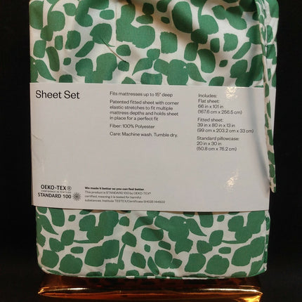 Room Essentials Microfiber 3-Piece Sheet Set Twin XL Green White