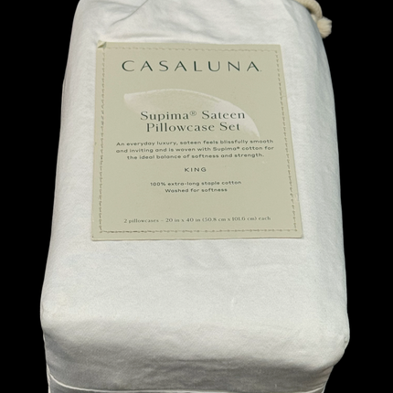 Casaluna Supima Sateen Pillowcase Set King 20x40in White