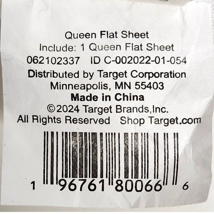Casaluna Queen Size Linen Blend Flat Sheet Fresh White