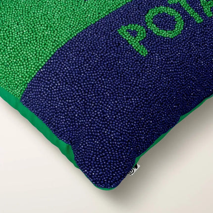 Kate Spade New York Couch Potato Beaded Colorblock Lumbar Throw Pillow 18x12in Green/Navy