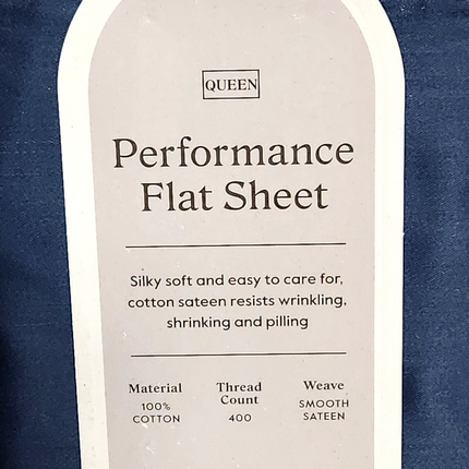Threshold 400 Thread Count Queen Performance Flat Sheet Metallic Blue