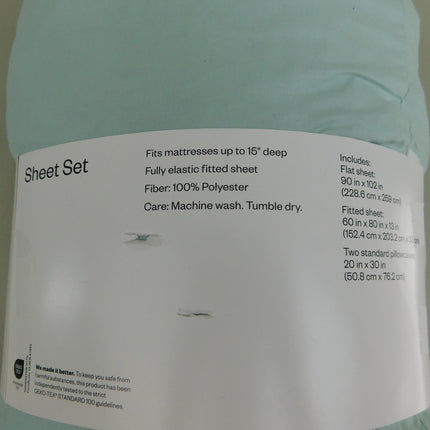 Room Essentials Solid Soft Brushed Microfiber Sheet Set Queen Mint