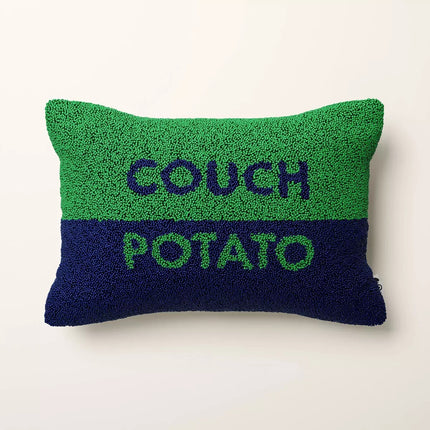 Kate Spade New York Couch Potato Beaded Colorblock Lumbar Throw Pillow 18x12in Green/Navy