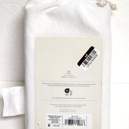 Casaluna Queen Size Linen Blend Flat Sheet Fresh White