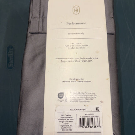 Threshold Full 400 Thread Count Performance Flat Sheet Dark Gray
