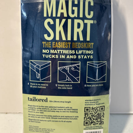 Magic Skirt Full Size Bed Skirt No Mattress Lift Tailored 15" Drop White