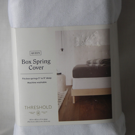Threshold Queen Deep White Box Spring Cover 60x80x12in OEKO-TEX