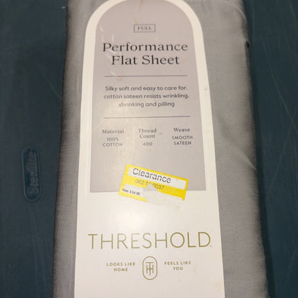 Threshold 400 Thread Count Performance Flat Sheet Full Classic Gray