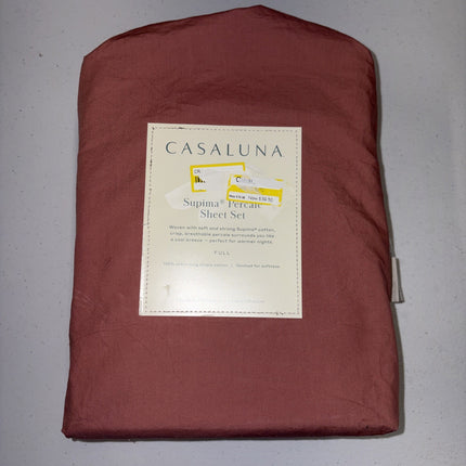 Casaluna Supima Percale Full Sheet Set Modern Rose 250 Thread Count