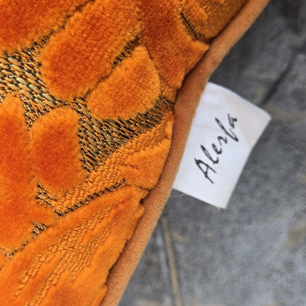 Alerfa 12x20in Orange Lumbar Pillow Maple Leaf Embroidery Cut Velvet