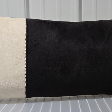 Threshold Black & Cream Colorblock Faux Suede Lumbar Pillow 12x24in