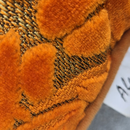 Alerfa 12x20in Orange Lumbar Pillow Maple Leaf Embroidery Cut Velvet