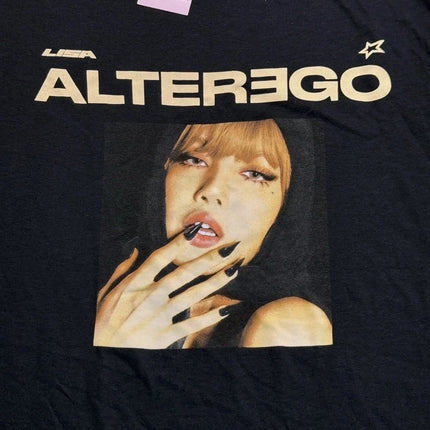 Women's Lisa Alter Ego KPOP Oversized Graphic Short Sleeve T-Shirt (Small)