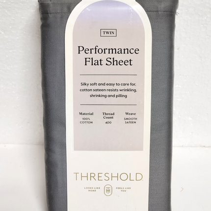 Threshold 400 TC Performance Flat Sheet Twin/Twin XL Radiant Grey