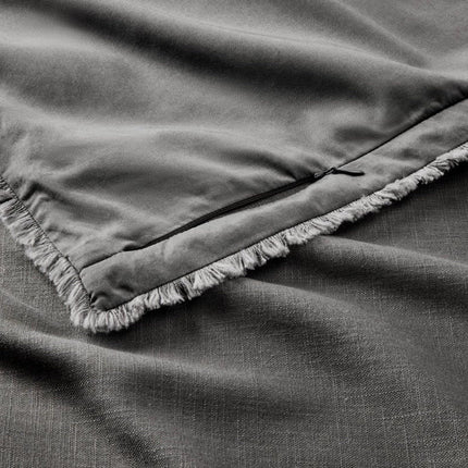 Casaluna Heavyweight Linen Blend Comforter & Sham Set Full/Queen Dark Gray