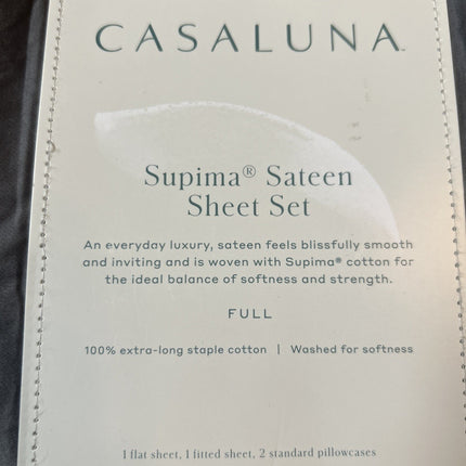 Casaluna 500 Thread Count Supima Sateen Full Sheet Set Dark Gray