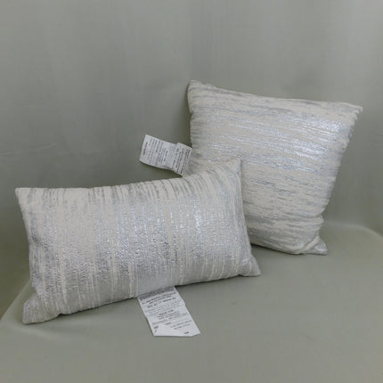 Threshold Metallic Stripe Throw Pillows 18In Cream Silver Set of 2