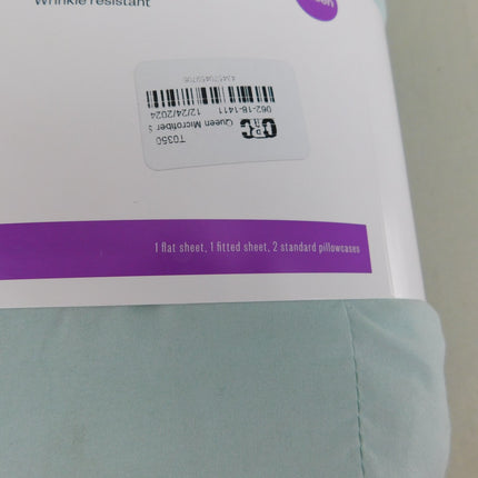 Room Essentials Solid Soft Brushed Microfiber Sheet Set Queen Mint
