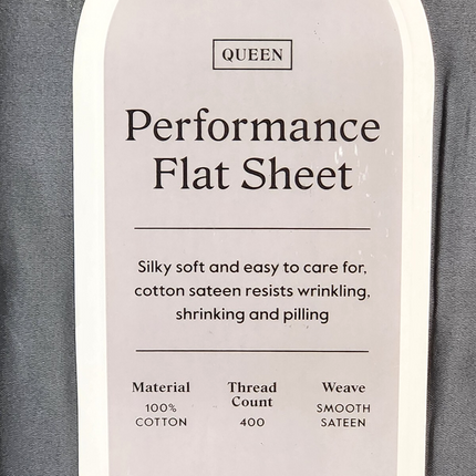 Threshold Queen 400 Thread Count Performance Flat Sheet Radiant Gray