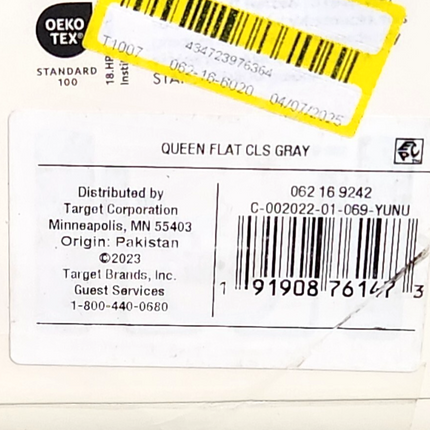 Threshold Queen Size 400 Thread Count Performance Flat Sheet - Classic Gray