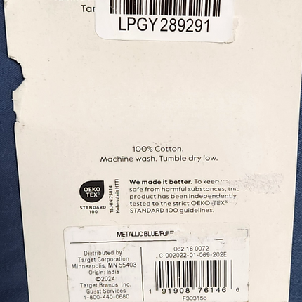 Threshold 400 Thread Count Performance Flat Sheet Full Metallic Blue