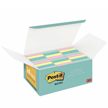 Post-it Marseille Colors Mini Sticky Notes 24 Pads 1.4x1.9in