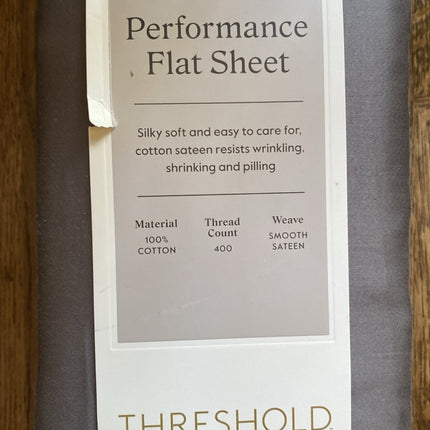Threshold Full 400 Thread Count Performance Flat Sheet Dark Gray