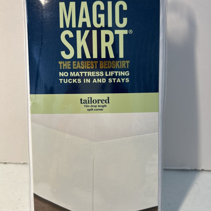 Magic Skirt Full Size Bed Skirt No Mattress Lift Tailored 15" Drop White
